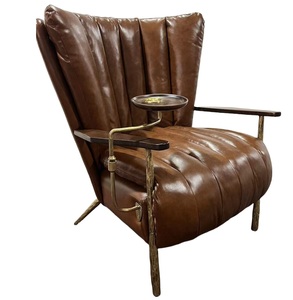 <strong>Retro</strong> Industrial Real Cowhide Sofa <strong>Chair</strong> Classic Forged Loft Style for Bedroom <strong>Dining</strong> and Living Room Furniture Aviator <strong>Chair</strong> - Product Image 2