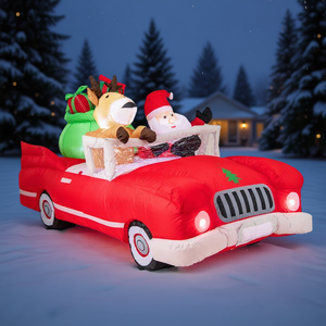 Décoration de Noël gonflable, Père Noël et rennes en voiture, 7,7 pieds, décoration de jardin extérieure avec lumières LED, décoration gonflable de Noël - Product Image 2