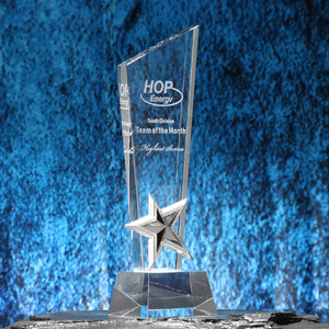 ऐक्रेलिक पर्यावरण के अनुकूल पांच-नुकीले स्टार ट्रॉफी छाया उत्कृष्ट कर्मचारियों के लिए प्रिंटिंग यू. वी. प्रिंटिंग - Product Image 3