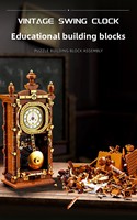 Briques compatibles DIY, jouet rétro vintage, modèle d'horloge à pendule, ornement mécanique, horloge murale à assembler, cadeau pour enfants, ABS