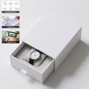 Set di orologi da donna di lusso personalizzati in cartone di carta confezione regalo scatola scorrevole a mano con Logo - Product Image 1