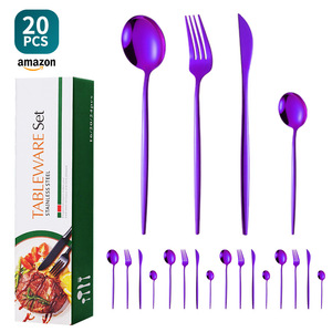 20 Pcs Stainless Steel Cutlery <b>Set</b> Gold Black Handle Tableware For <b>Dinner</b> Party Gift Box Packaging - Product Image 5