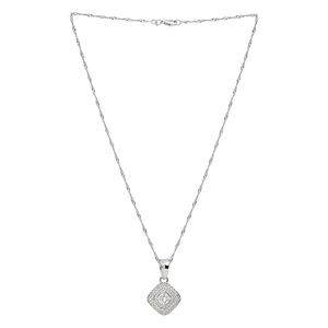 Stunning <b>Silver</b> Plated Cubic Zirconia American Diamond <b>Chain</b> Necklace with <b>Earrings</b> Set for Women Dazzling Jewelry for Weddings - Product Image 6