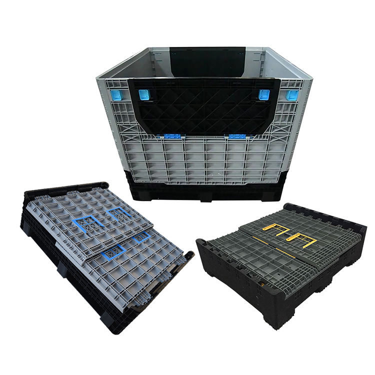 Оптовая продажа, складные пластиковые ящики для фруктов с крышками, сверхпрочная складная пластиковая коробка для поддонов, распродажа, складные большие контейнеры