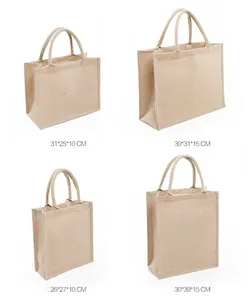 Printed Tote Bag Low MOQ Natural Burlap Tote Bags Jute Reusable Shopping Bag Eco Linen Tote Bag Grocery Custom Logo Printing