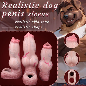 ปลอกขยายขนาดอวัยวะเพศชายแบบซิลิโคน FAAK Skin Fantasy รูปทรงสุนัข พร้อมห่วงรัดองคชาต แบบมีปม มีจำหน่ายในราคาขายส่ง - Product Image 4