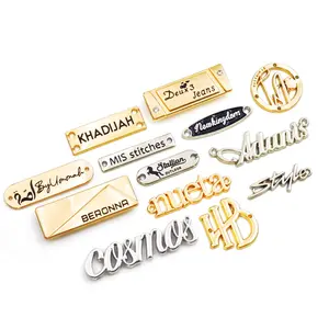 Garment accessories clothing bag Shoe embossed gold letter name custom tags brand label metal abaya logo for clothes clothing