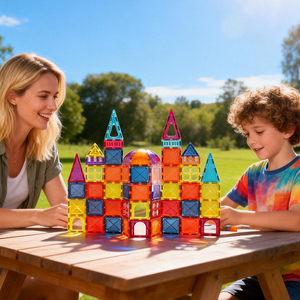 50 pièces <span class=keywords><strong>de</strong></span> blocs <span class=keywords><strong>de</strong></span> <span class=keywords><strong>construction</strong></span> magnétiques en plastique 3D, jouets éducatifs sensoriels Montessori, ensemble <span class=keywords><strong>de</strong></span> <span class=keywords><strong>construction</strong></span> pour l'apprentissage préscolaire pour les garçons et les filles - Product Image 1