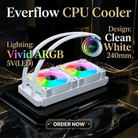 Ventilateur de processeur PC Everflow 120 mm, refroidisseur d'eau ARGB, ventilateur de refroidissement pour boîtier d'ordinateur, radiateur à base de cuivre, roulement à fluide, 16 dBA, 100 000 heures
