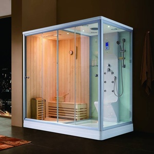 Cabine de sauna de jardin en <span class=keywords><strong>bois</strong></span> massif à prix d'usine pièce extérieure traditionnelle à vapeur humide avec <span class=keywords><strong>douche</strong></span> et chauffage par poêle - Product Image 2