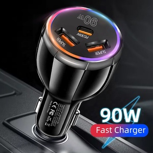 ที่ชาร์จไฟในรถแบบคู่ USB A + <span class=keywords><strong>C</strong></span> ที่ชาร์จในรถ PD ที่จุดบุหรี่3พอร์ต90W ชนิดคู่อะแดปเตอร์ที่ชาร์จในรถยนต์สำหรับมือถือ - Product Image 5