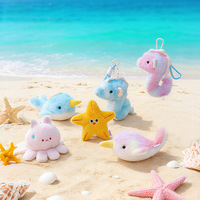 Feiya Adorables jouets en peluche animaux marins porte-clés et pendentifs pour sac à dos : Pieuvre, Hippocampe, Étoile de mer, Narval – Thème Aquarium, Halloween