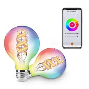 Bombilla LED inteligente RGBW CW, bombilla de filamento, Tuya, Wifi, Bluetooth, A19, A60, C35, MR16, 16 colores diferentes