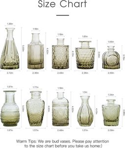 Ensemble de vases en <span class=keywords><strong>verre</strong></span> <span class=keywords><strong>vert</strong></span> bleu ambre, mini-bouteilles en <span class=keywords><strong>verre</strong></span> décoratives, petits vases à fleurs en relief pour la décoration de la maison - Product Image 2