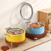 Équipement de restaurant Chauffe-plats électrique contemporain de couleur ronde pour traiteur Ensemble de plats de chauffe-plats en acier inoxydable pour buffet