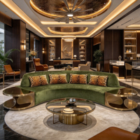 Ensemble de canapés modulaires en flanelle de luxe italienne moderne, garnissage en velours et éponge, bords incurvés, pour salon de villa, meubles design