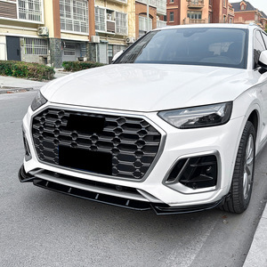 Audi Q5 FY Sline Front Bumper Lip Splitter 2020-2024 Piano Black Carbon Fiber Texture Exterior Modification - Product Image 2