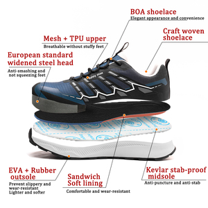 Chaussures <span class=keywords><strong>de</strong></span> <span class=keywords><strong>sécurité</strong></span> confortables CE respirantes en tricot volant résistantes à l'eau antidérapantes style <span class=keywords><strong>basket</strong></span>-ball avec bout en acier et caoutchouc <span class=keywords><strong>pour</strong></span> hommes femmes - Product Image 2