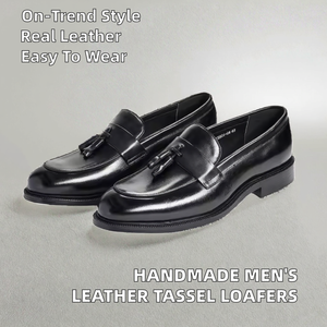 Mocassins en cuir véritable pour homme faits à la main avec pompon personnalisé tendance pour les occasions de bureau printemps été - Product Image 2