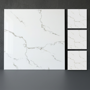 Azulejos de Porcelana Esmaltada con Aspecto de Mármol Blanco Carrara de 600x600 mm, Elegantes para Pisos Interiores de Villas y Resorts - Product Image 4