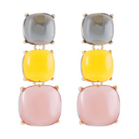 Collier ras-du-cou et boucles d'oreilles géométriques plaqués or style bohème pour femme, motif color-block tendance, idéal pour mariage, fête, fiançailles