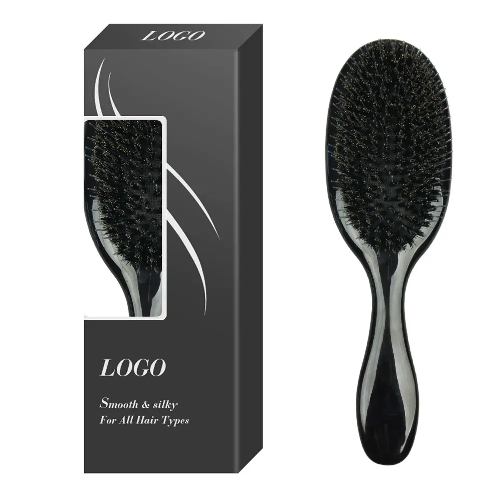 Naylon ve domuzu kıl Hairbrush saç ekleme ahşap döngü tarak fırça Detangling aracı ücretsiz örnek ile