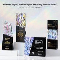 Trophée en cristal créatif et vibrant, sur mesure, moderne, minimaliste, élégant, pour les récompenses des employés de l'année, les cérémonies de fin d'année, les plaques