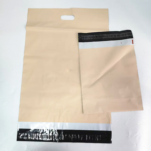 Recyclable Custom Logo Ecommerce Packaging Waterproof Mailers Clothing Express Beige <b>Plastic</b> Shipping Bags with Handle - Product Image 4