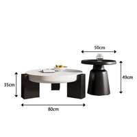 Ensemble de tables basses convertibles contemporaines à plateau en faux marbre, extensibles, mobiles, à hauteur réglable, montage facile, pour salon