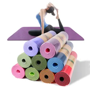 6MM Custom Print Hochwertige umwelt freundliche ein-und zweifarbige Matte Yoga Folding Durable Yoga Pad TPE Yoga matte mit Riemen