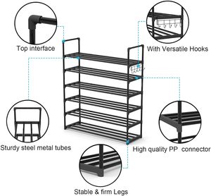 Porte-<span class=keywords><strong>chaussures</strong></span> pliable à 6 couches en fer à haute capacité Aucune installation requise Vitrine à bottes hautes - Product Image 5
