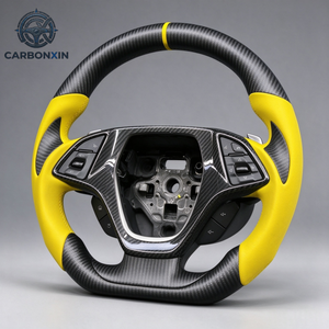 Volant personnalisé en fibre de carbone mate avec palettes de changement de vitesse pour Chevrolet Corvette C7, accessoires intérieurs - Product Image 3