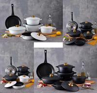 Ensemble de casseroles et poêles antiadhésives en fonte de fer de haute qualité avec logo personnalisé, casseroles en aluminium, batterie de cuisine