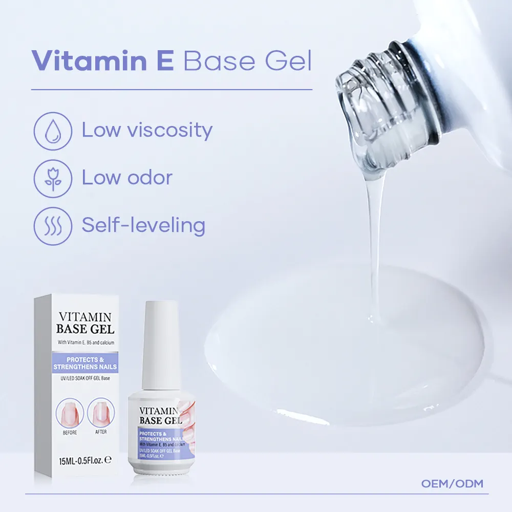 Missgel OEM personalizado 15ml de marca própria base de vitamina Gel top coat e base de esmalte gel base UV
