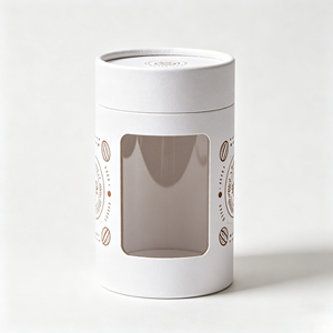 Durable <b>Round</b> Cylinder Coffee <b>Box</b> Visual Window Rigid Cardboard Tube Custom Branded Packaging <b>Box</b> - Product Image 6