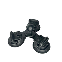 Support de tablette pour voiture VINmounts à triple ventouse pour pare-brise, tableau de bord, fenêtre, rotation à 360 degrés, montage à vis 1/4 "-20 - Noir poudré