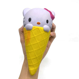 Jouet anti-stress en forme de crè<span class=keywords><strong>me</strong></span> glacée, chaton jaune mignon, jouet à presser doux, jouet anti-stress pour les mains - Product Image 1