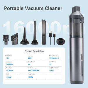 مكنسة كهربائية محمولة لاسلكية تعمل بالبطارية بقوة شفط 16000 باسكال هادئة وصغيرة لتنظيف السيارات - Product Image 2