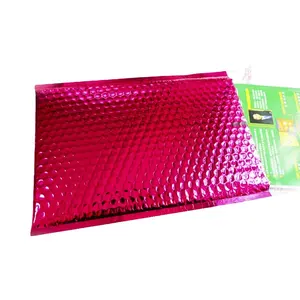 Bolsa de plástico con revestimiento de aluminio para cosméticos, bolsa de burbujas de 4x8 pulgadas, color rosa y rojo, venta al por mayor