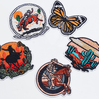 Ensemble de patchs brodés de style occidental |   Appliques à coudre Cowboy, Cheval, Cactus et Papillon pour vêtements, vestes et chapeaux