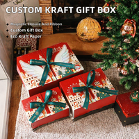 Boîte cadeau en kraft naturel à rabat avec ruban pour cadeaux, impression personnalisée, rigide, robuste, de qualité supérieure, vente en gros, directement de l'usine