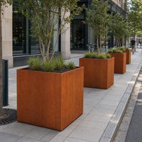 Pot Bunga Kotak Tanam dari Baja Corten Bersertifikat ASTM Buatan Khusus dengan Drainase Opsional Ketebalan 2mm/3mm