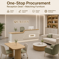 Comptoir de réception élégant et esthétique, incurvé, pour salon de beauté, spa, table d'accueil avec logo personnalisé