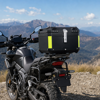 Boîte à bagages arrière pour moto HY-57 ABS noire 57L pour scooter ADV Touring