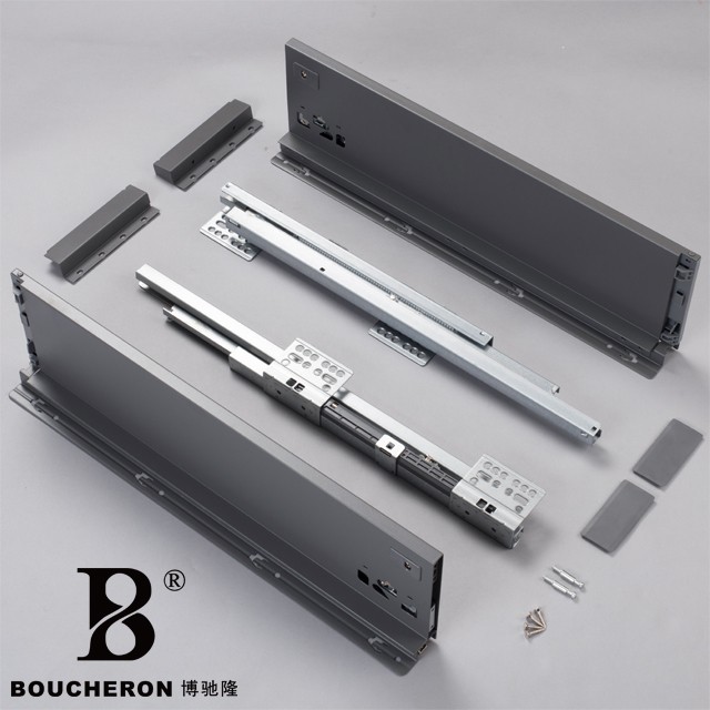 full extension slim soft close kitchen cabinet drawer slide 150mm height PAI-BOX