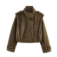 TAOP&ZA Manteau court plissé ample et tendance pour femme, nouvelle collection automne 2026, aspect daim, avec chapeau amovible