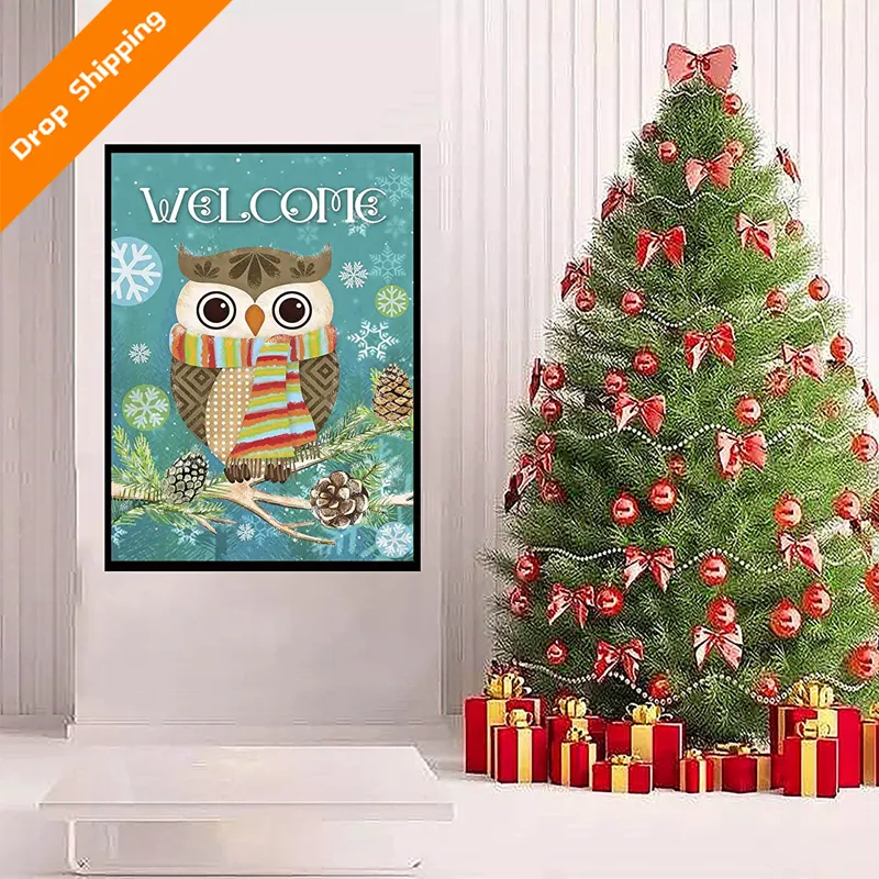 Conjunto de pintura com diamante de natal, conjunto de pintura diy para adultos, 5d, árvore de natal, kit para decoração caseira