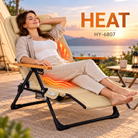 Chaise de massage pliable et portable pour l'extérieur avec 5 positions inclinables, fonction de pétrissage, chaleur, batterie rechargeable et repose-jambes extensible pour le soutien lombaire