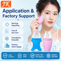 Rouleau de massage facial en silicone en forme de poisson Jinke pour thérapie par le froid, outil de beauté pour le soin du visage et des yeux, réutilisable et congelable
