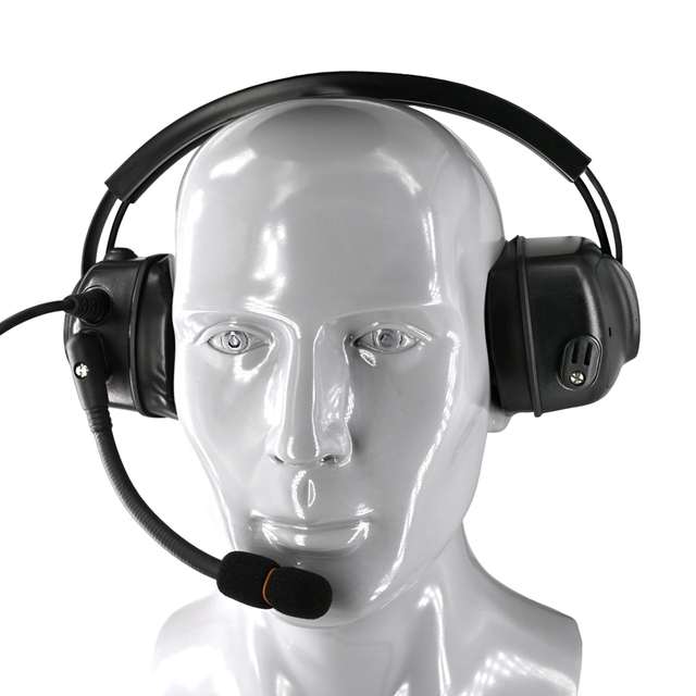 ETMY Professional Active Noise Cancellation (ANC) 24dB Walkie Talkie Headset Heavy Duty Tactical Two Way Radio PTT Boom Mic